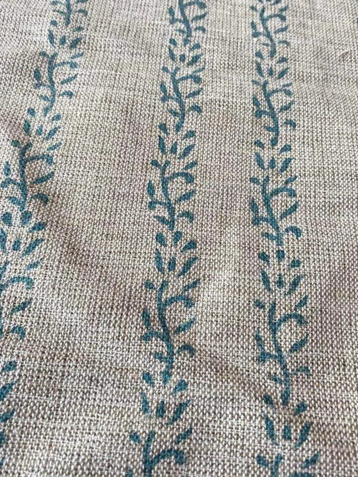Veera Block Print Handloom Heavy Linen Fabric for Upholstery - Maple Village Lane
