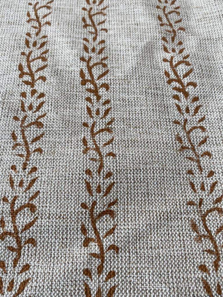 Block Print Handloom Linen Fabric Heavy Linen Fabric, Upholstery fabric ,pillow cover ,home décor mustered Colour - Maple Village Lane