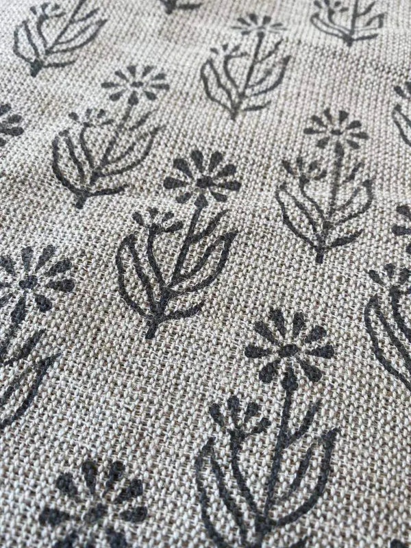 Thea Block Print Handloom Linen Fabric for Upholstery and more