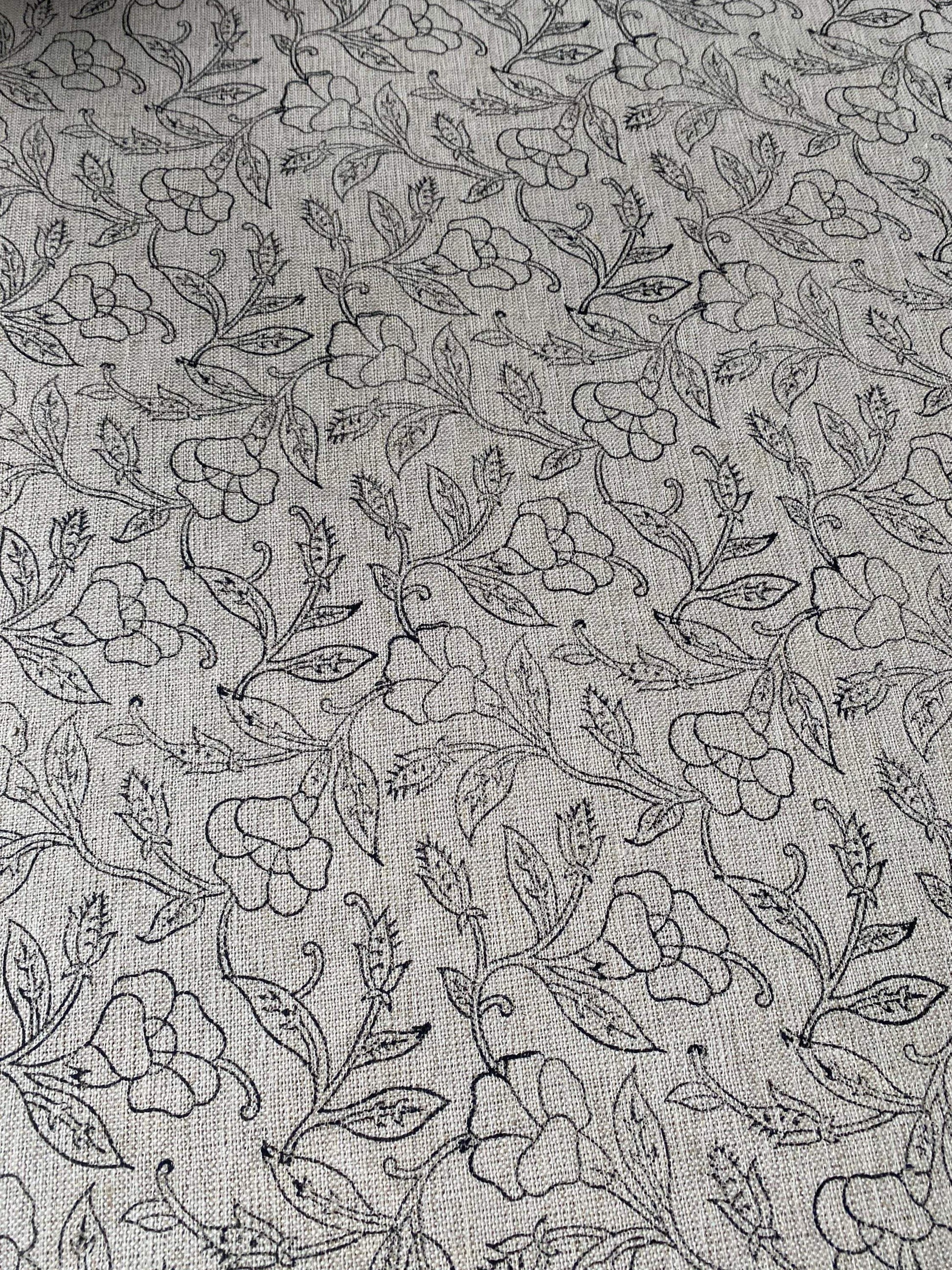 Linen fabric, Fabric by yard, Hand printed fabric, Block Print Fabric, Indian Fabric