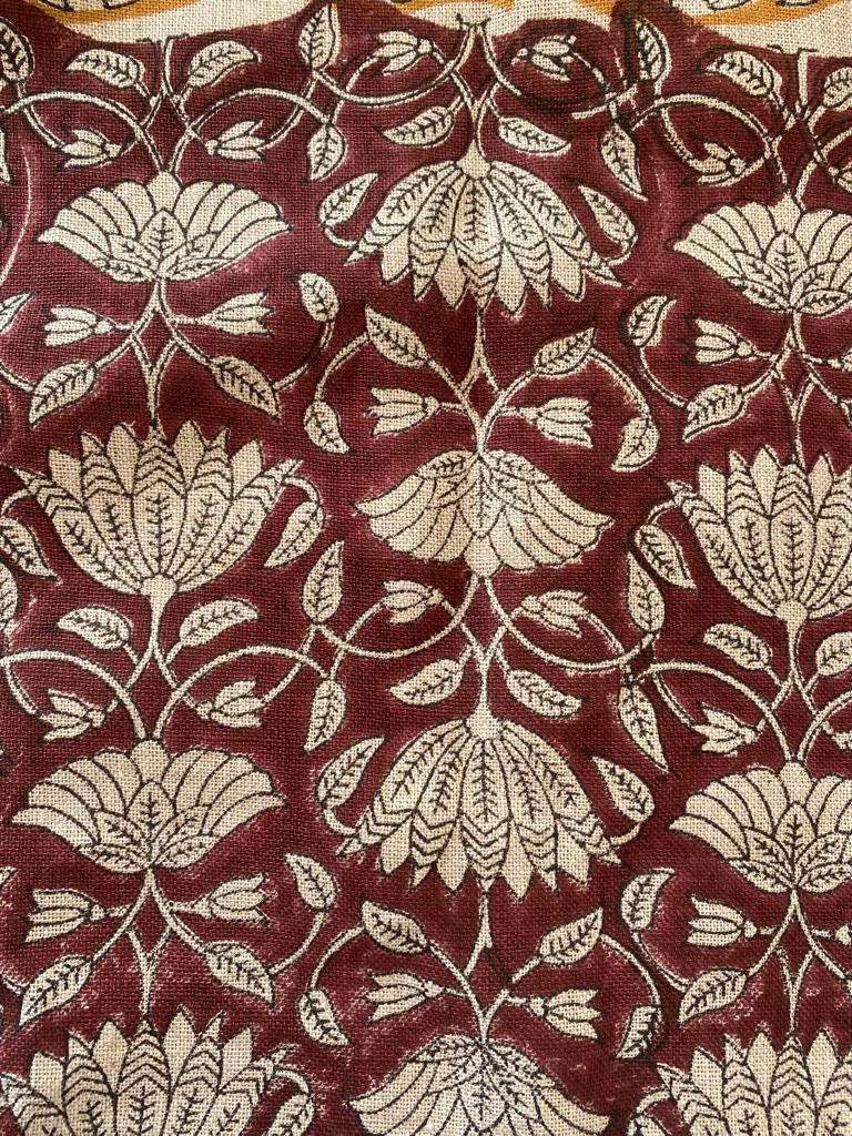 Linen fabric, Fabric by yard, Hand printed fabric, Block Print Fabric, Indian Fabric