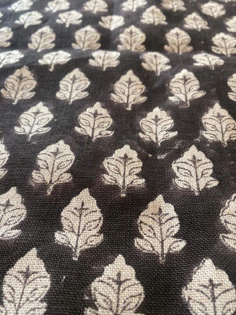 Handloom Linen Fabric - most popular block print fabric - best for Upholstery , cushion cover , sofa/chair cover , and other crafts - Maple Village Lane