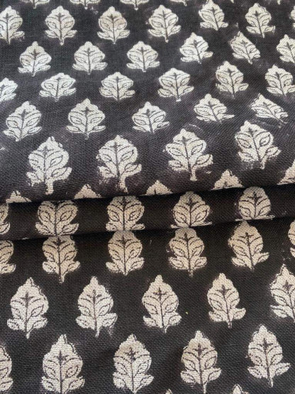 Handloom Linen Fabric - most popular block print fabric - best for Upholstery , cushion cover , sofa/chair cover , and other crafts - Maple Village Lane