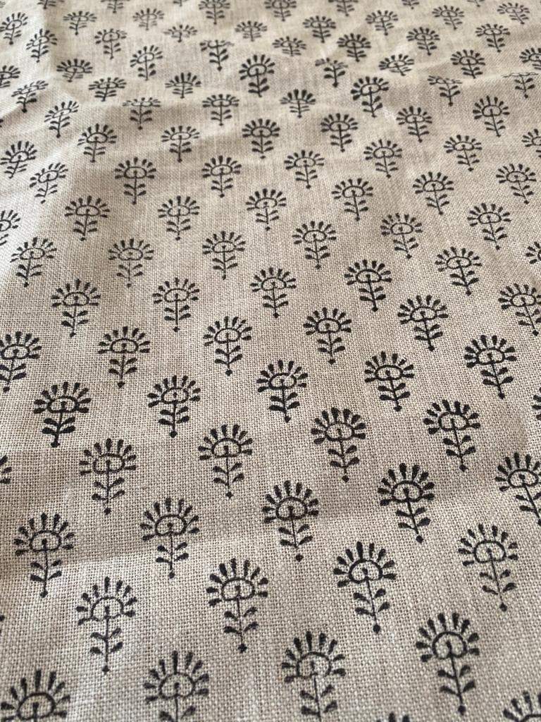 Handloom linen, Block Print Thick Linen Fabric | Brown Floral Block Print Upholstery Fabric, pillow cover fabric, Curtain Linen By The Yard - Maple Village Lane