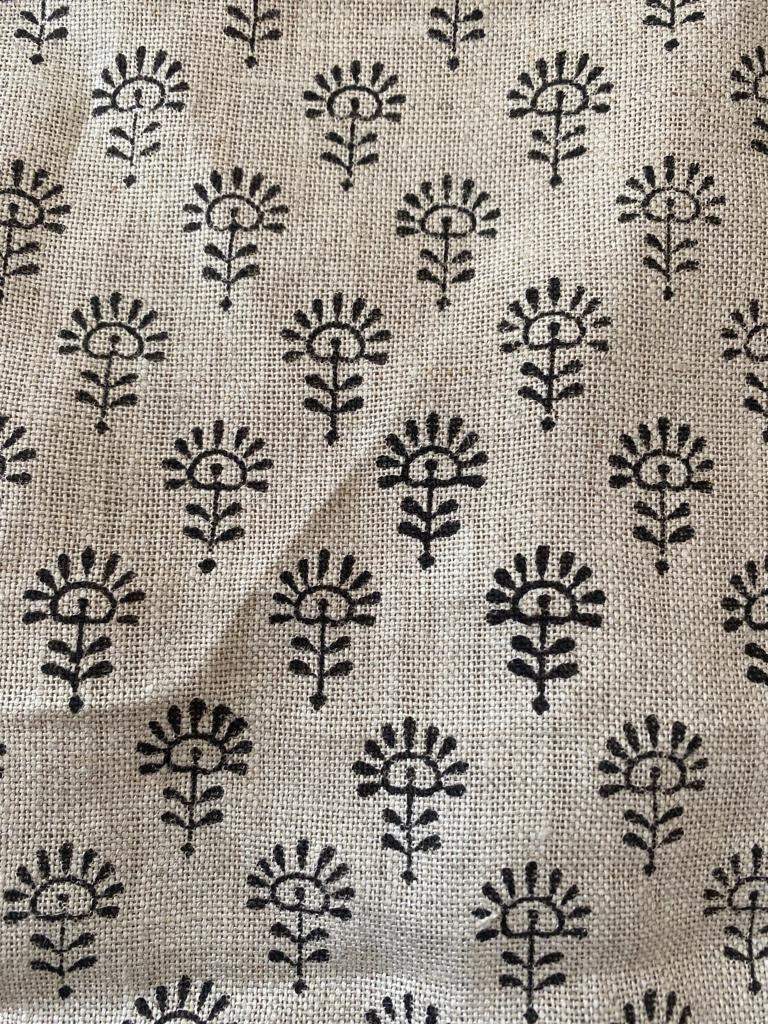 Handloom linen, Block Print Thick Linen Fabric | Brown Floral Block Print Upholstery Fabric, pillow cover fabric, Curtain Linen By The Yard - Maple Village Lane