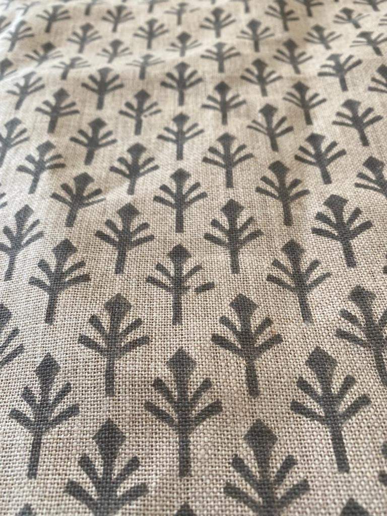 Handloom linen, Block Print Thick Linen Fabric | Brown Floral Block Print Upholstery Fabric, pillow cover fabric, Curtain Linen By The Yard - Maple Village Lane