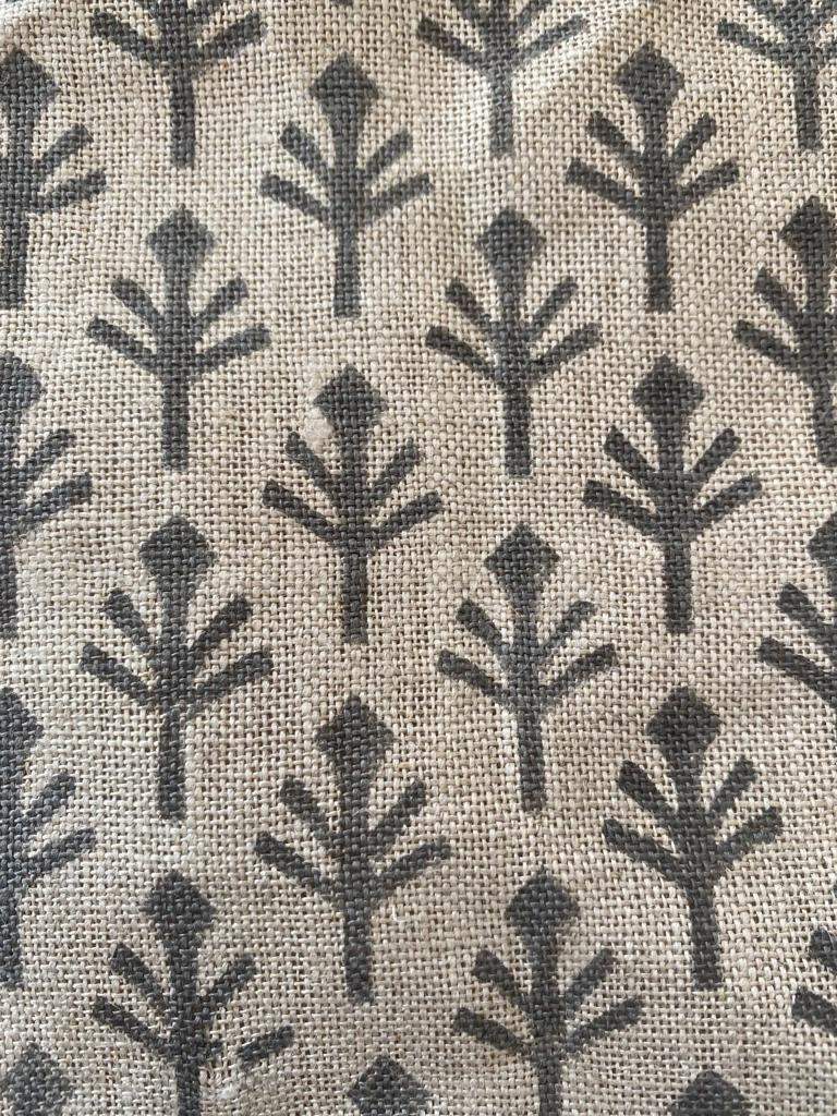 Handloom linen, Block Print Thick Linen Fabric | Brown Floral Block Print Upholstery Fabric, pillow cover fabric, Curtain Linen By The Yard - Maple Village Lane