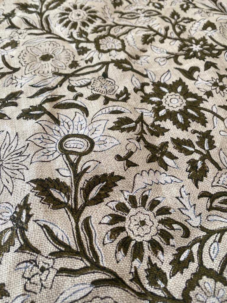 Linen fabric, Fabric by yard, Hand printed fabric, Block Print Fabric, Indian Fabric