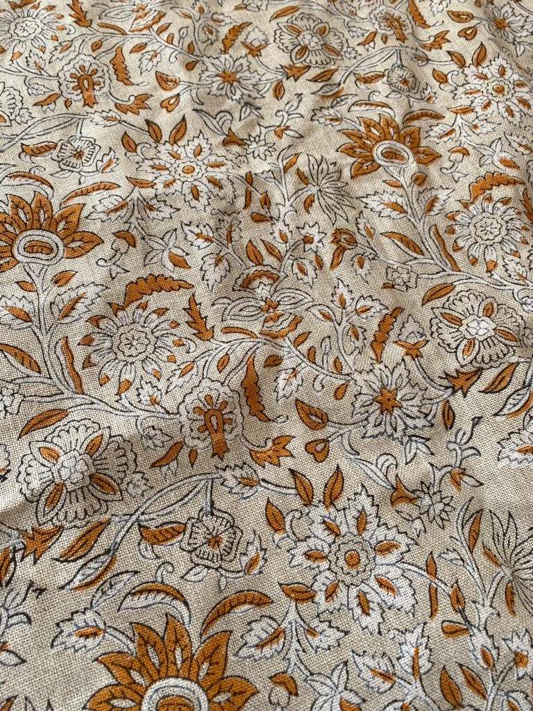 Linen fabric, Fabric by yard, Hand printed fabric, Block Print Fabric, Indian Fabric