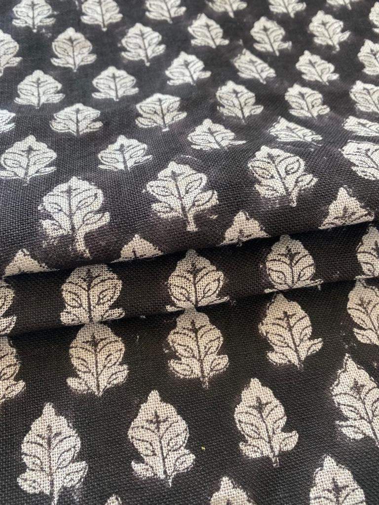 Handloom Linen Fabric - most popular block print fabric - best for Upholstery , cushion cover , sofa/chair cover , and other crafts - Maple Village Lane