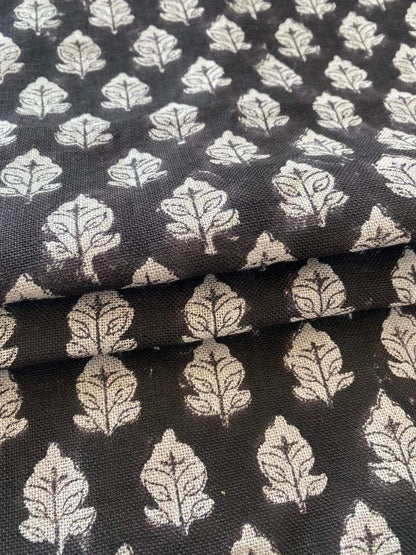 Handloom Linen Fabric - most popular block print fabric - best for Upholstery , cushion cover , sofa/chair cover , and other crafts - Maple Village Lane