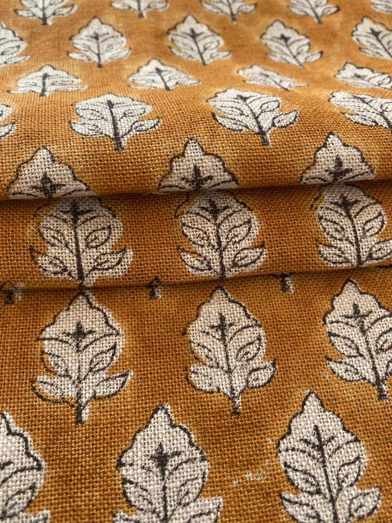 Handloom Linen Fabric - most popular block print fabric - best for Upholstery , cushion cover , sofa/chair cover , and other crafts - Maple Village Lane