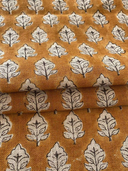 Handloom Linen Fabric - most popular block print fabric - best for Upholstery , cushion cover , sofa/chair cover , and other crafts - Maple Village Lane