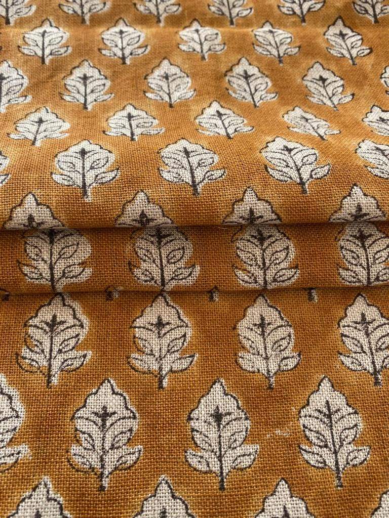 Handloom Linen Fabric - most popular block print fabric - best for Upholstery , cushion cover , sofa/chair cover , and other crafts - Maple Village Lane