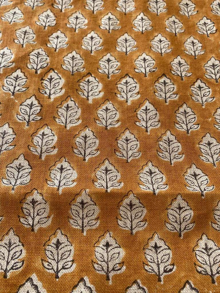 Handloom Linen Fabric - most popular block print fabric - best for Upholstery , cushion cover , sofa/chair cover , and other crafts - Maple Village Lane