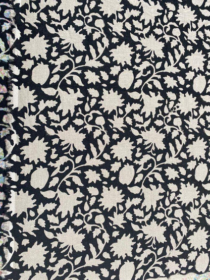 Block Print Handloom Linen Fabric Upholstery Fabric, Pillow Cover Fabric, Curtains ,Craft Use Fabric - Maple Village Lane