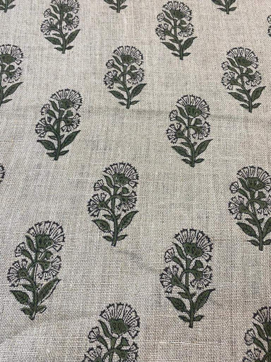 Linen fabric, Fabric by yard, Hand printed fabric, Block Print Fabric, Indian Fabric