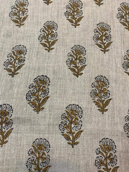 Linen fabric, Fabric by yard, Hand printed fabric, Block Print Fabric, Indian Fabric