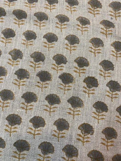 Linen fabric, Fabric by yard, Hand printed fabric, Block Print Fabric, Indian Fabric