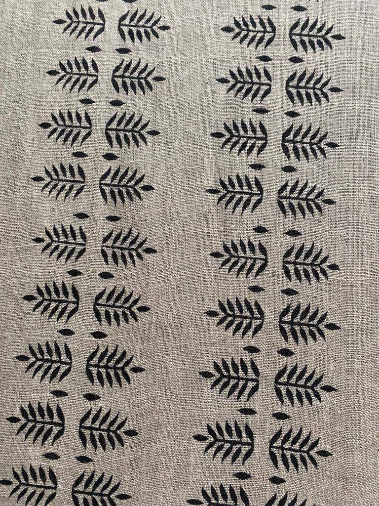 Natural Linen Fabric Indian Linen Fabric, Black colour, Block Printing Fabric, Designer Floral Printing on Fabric, Upholstery Fabric, Home - Maple Village Lane