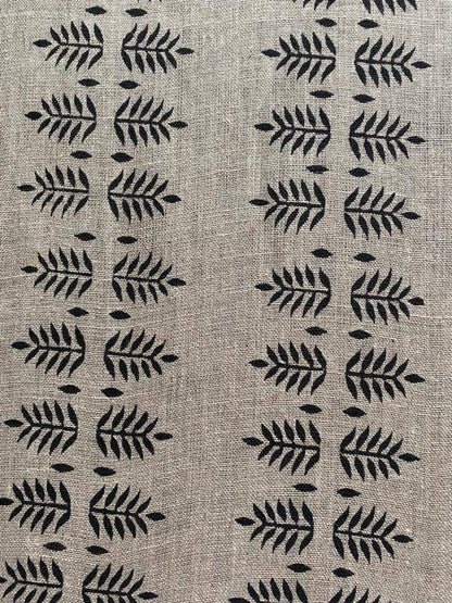 Natural Linen Fabric Indian Linen Fabric, Black colour, Block Printing Fabric, Designer Floral Printing on Fabric, Upholstery Fabric, Home - Maple Village Lane