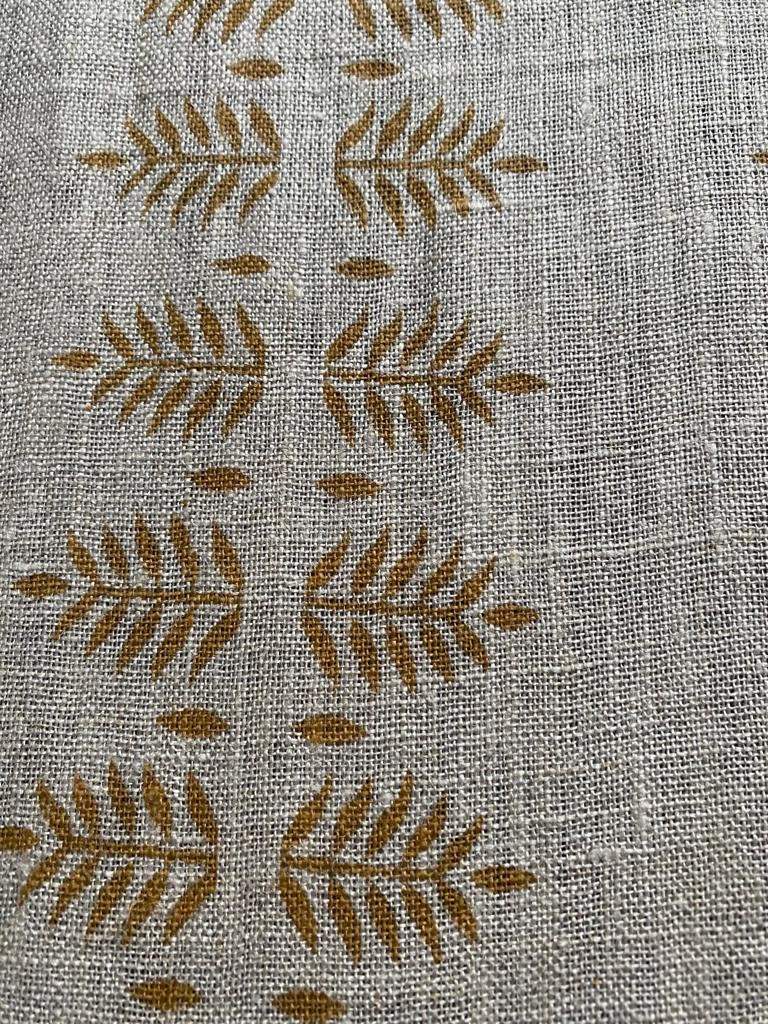 Natural Linen Fabric Indian Linen Fabric Mustrad colour, Block Printing Fabric, Designer Floral Printing on Fabric, Upholstery Fabric, Home - Maple Village Lane