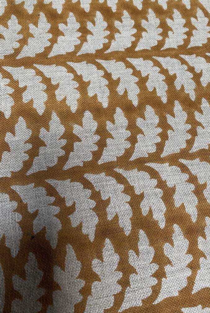 Block Print Fabric, Floral Print Linen, By the yards, Pillow Cover Fabric, For Table Cloth, Hand Woven Thick Linen Fabric For Upholstery - Maple Village Lane