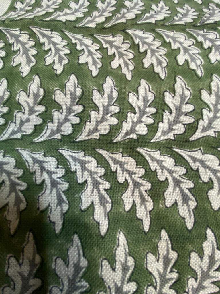 Block Print Fabric, Floral Print Linen, By the yards, Pillow Cover Fabric, For Table Cloth, Hand Woven Thick Linen Fabric For Upholstery - Maple Village Lane