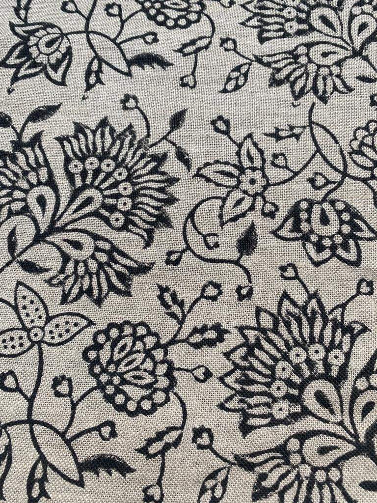 Linen fabric, Fabric by yard, Hand printed fabric, Block Print Fabric, Indian Fabric