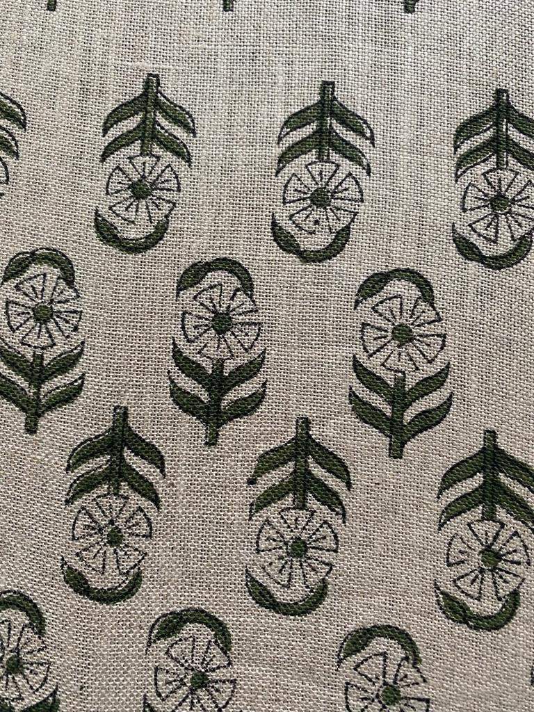 Linen fabric, Fabric by yard, Hand printed fabric, Block Print Fabric, Indian Fabric