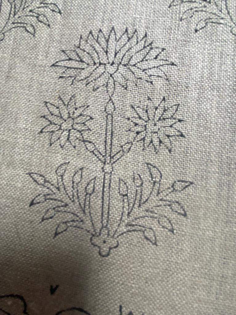 Handloom linen fabric designer indian hand block print heavy fabric pillowcases thick linen upholstery block printing art table cover - Maple Village Lane