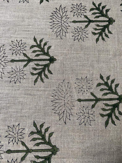 Handloom linen fabric designer indian hand block print heavy fabric pillowcases thick linen upholstery block printing art table cover - Maple Village Lane