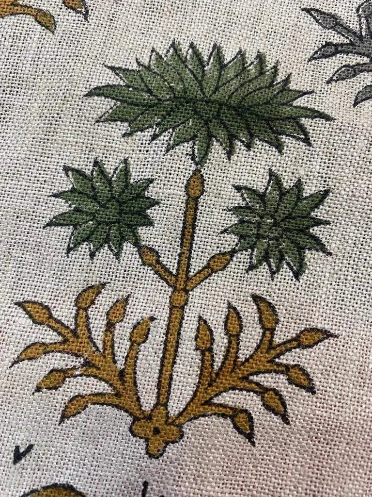 Annalise Thick Linen Upholstery Block Print Fabric - Maple Village Lane