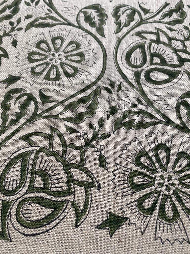 Linen fabric, Fabric by yard, Hand printed fabric, Block Print Fabric, Indian Fabric