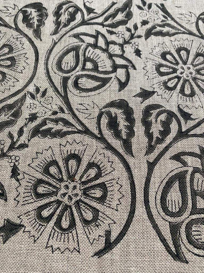 Heavy linen fabric designer Indian hand block print heavy fabric pillowcases thick linen upholstery block printing art table cover,Curtains - Maple Village Lane