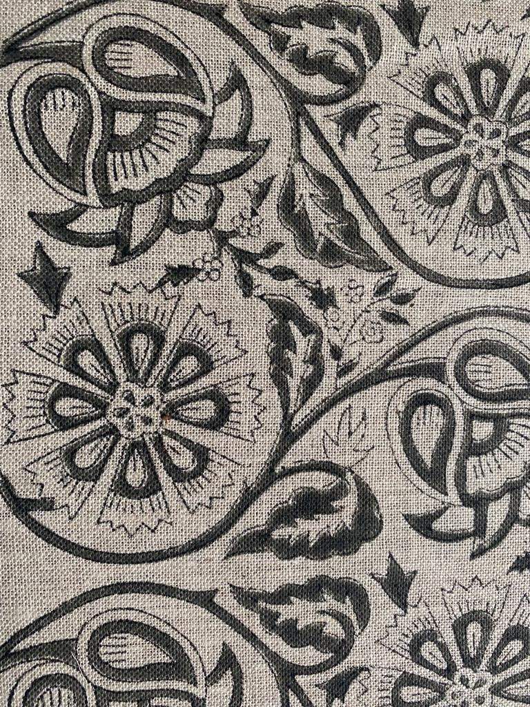 Heavy linen fabric designer Indian hand block print heavy fabric pillowcases thick linen upholstery block printing art table cover,Curtains - Maple Village Lane