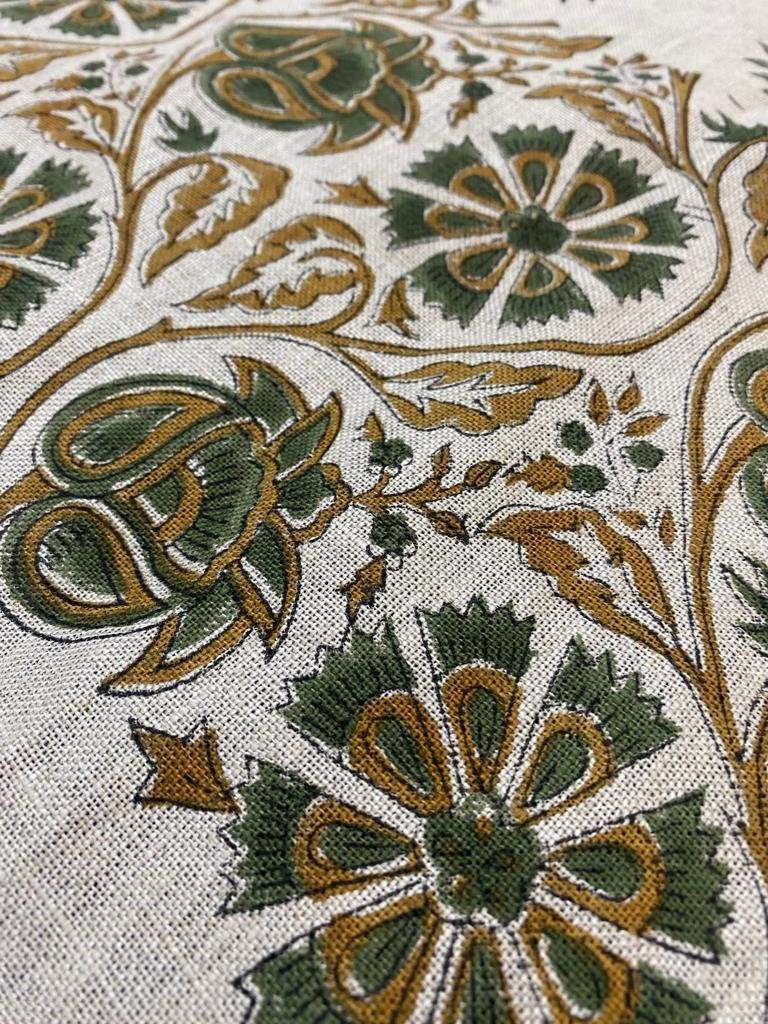 Heavy linen fabric designer Indian hand block print heavy fabric pillowcases thick linen upholstery block printing art table cover,Curtains - Maple Village Lane