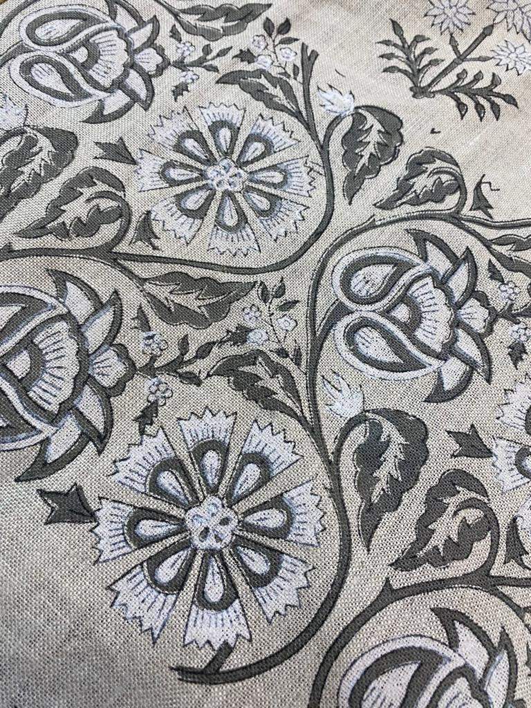 Heavy linen fabric designer Indian hand block print heavy fabric pillowcases thick linen upholstery block printing art table cover,Curtains - Maple Village Lane