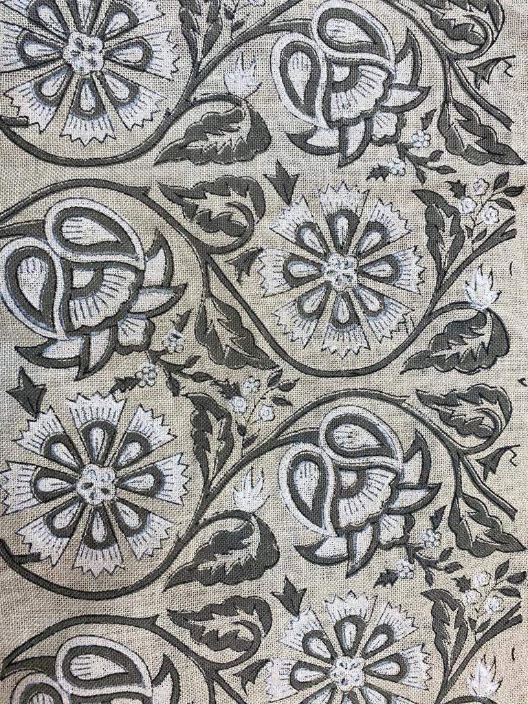 Heavy linen fabric designer Indian hand block print heavy fabric pillowcases thick linen upholstery block printing art table cover,Curtains - Maple Village Lane