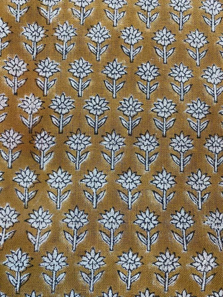 Tulsi Buti Handloom Linen Fabric Linen Fabric Flower Mustrad Colour Upholstery Fabric, Pillow Cover ,Thick Linen Fabric Natural Colour - Maple Village Lane