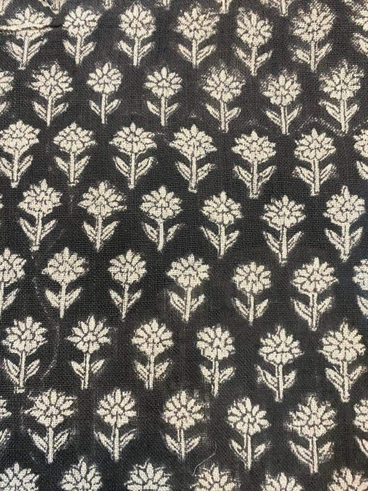 Linen fabric, Fabric by yard, Hand printed fabric, Block Print Fabric, Indian Fabric