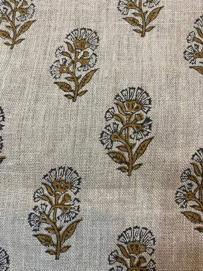 Naya Natural Buti Handloom Linen Fabric Linen Fabric Flower Mustrad Colour Upholstery Fabric, Pillow Cover ,Thick Linen Fabric - Maple Village Lane