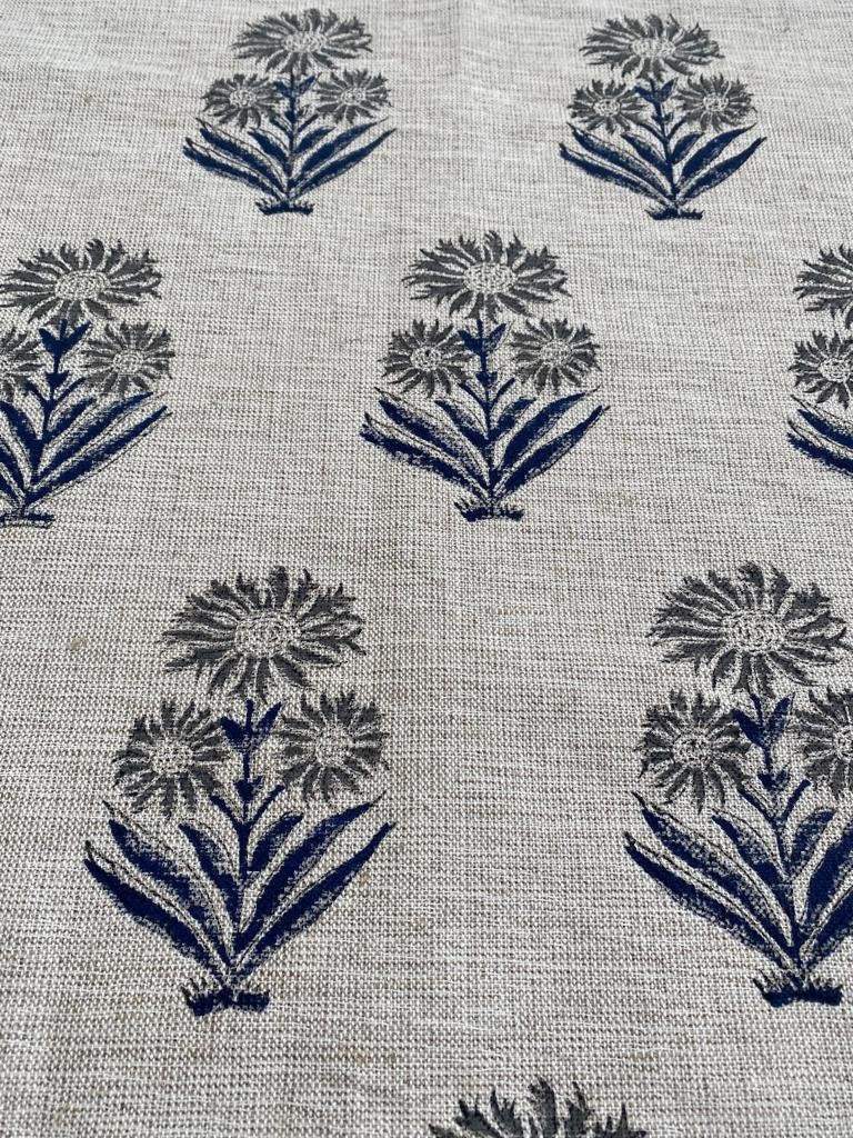 Linen fabric, Fabric by yard, Hand printed fabric, Block Print Fabric, Indian Fabric