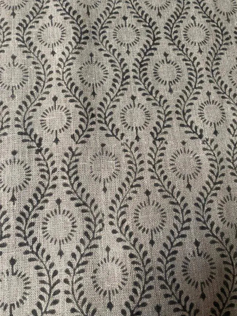 Sahara Motif Handloom Hand Block Linen Fabric - Maple Village Lane
