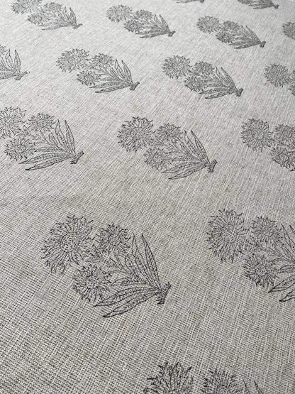 Gerbera Flower Heavy linen fabric designer Indian hand block print heavy fabric pillowcases thick linen upholstery block printing art table - Maple Village Lane