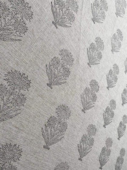 Gerbera Flower Heavy linen fabric designer Indian hand block print heavy fabric pillowcases thick linen upholstery block printing art table - Maple Village Lane