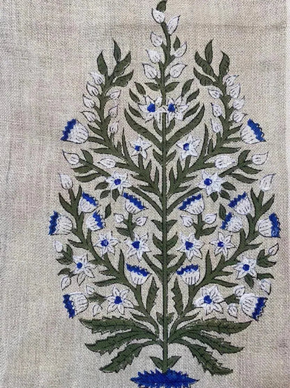 Linen fabric, Fabric by yard, Hand printed fabric, Block Print Fabric, Indian Fabric