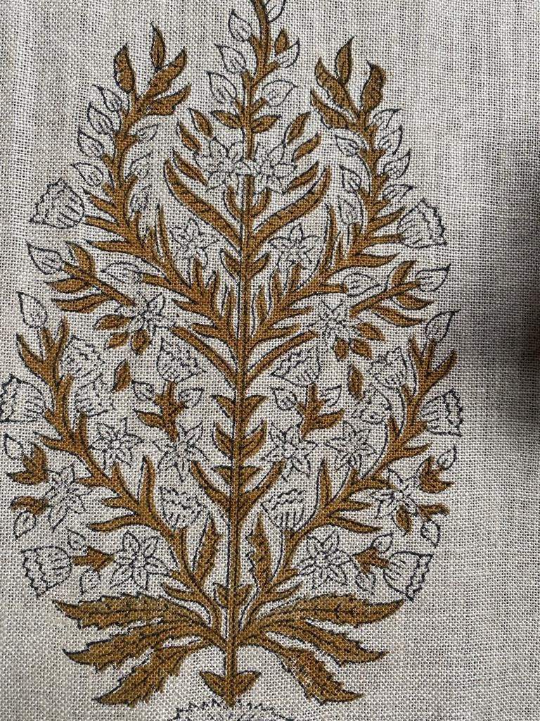 Flower Heavy linen fabric designer Indian hand block print heavy fabric pillowcases thick linen upholstery block printing art table - Maple Village Lane