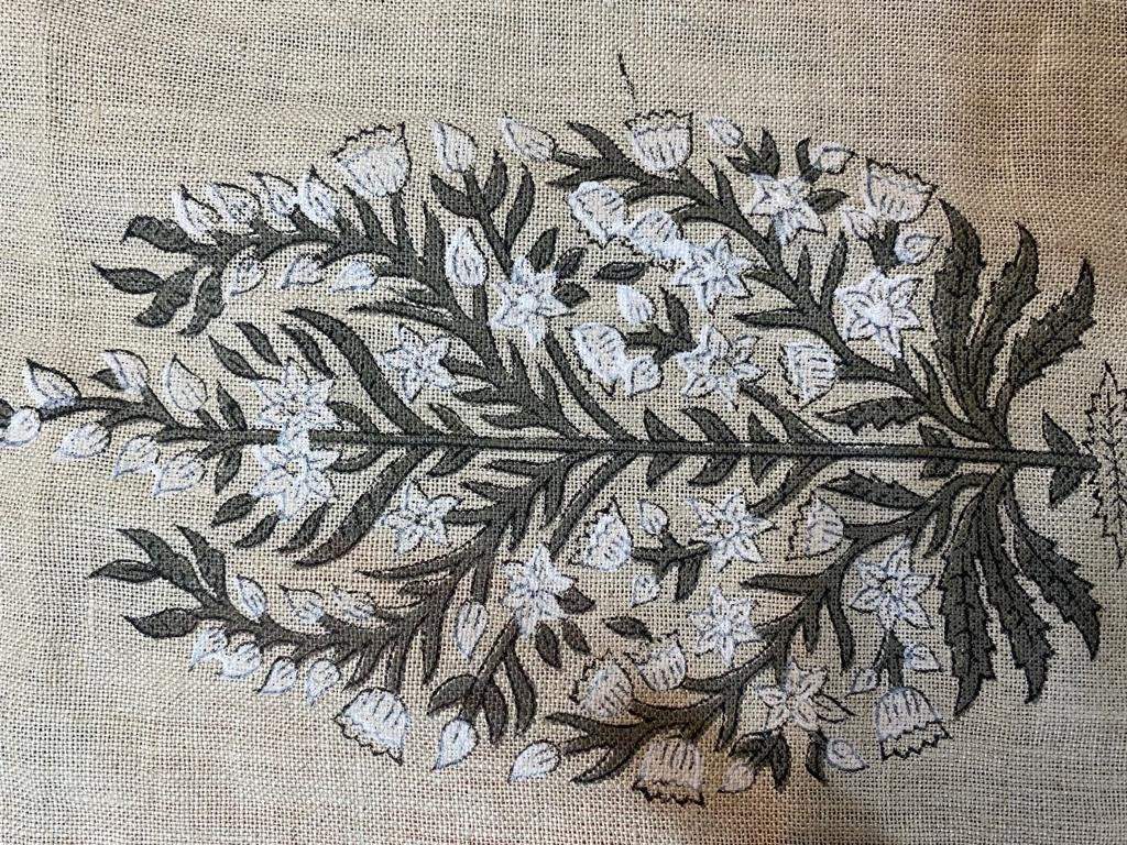 Flower Heavy linen fabric designer Indian hand block print heavy fabric pillowcases thick linen upholstery block printing art table - Maple Village Lane