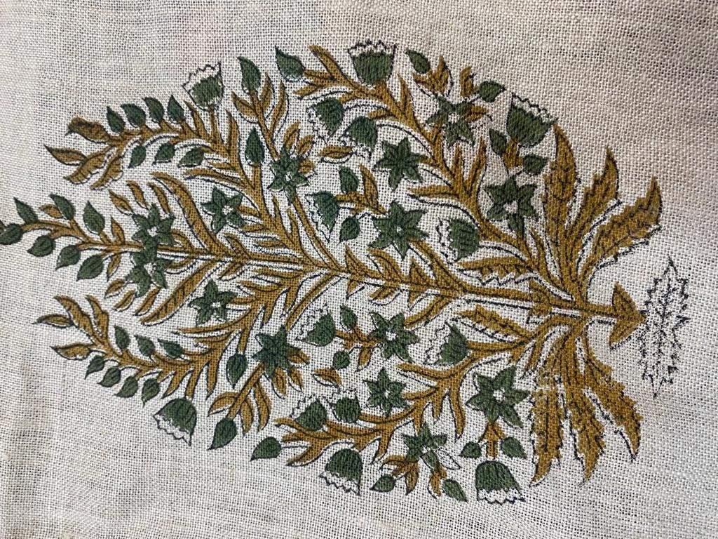 Flower Heavy linen fabric designer Indian hand block print heavy fabric pillowcases thick linen upholstery block printing art table - Maple Village Lane